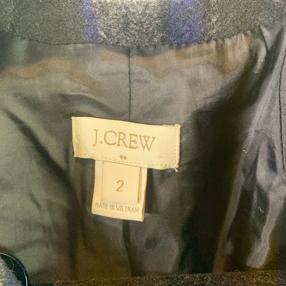 J. Crew Green Plaid Pea Coat 2 Double Breasted - Picture 3 of 7